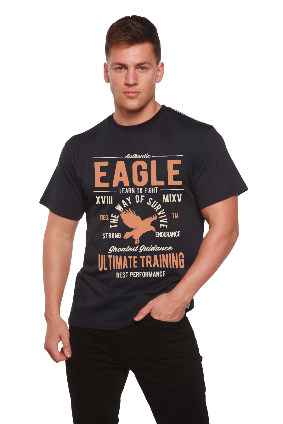 Camiseta gráfica de manga corta Eagle de viscosa de bambú/algodón orgánico para hombre