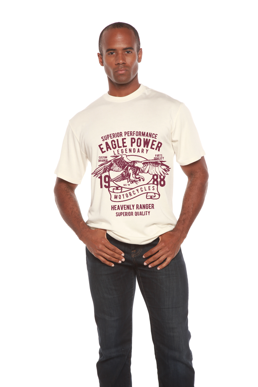 Camiseta gráfica de manga corta Eagle Power de bambú viscosa/algodón orgánico para hombre