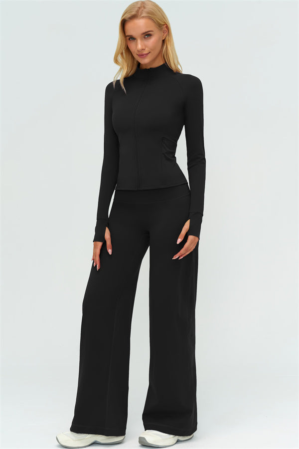 Conjunto de dos piezas de chaqueta Twirl con cremallera y pantalón de pierna recta