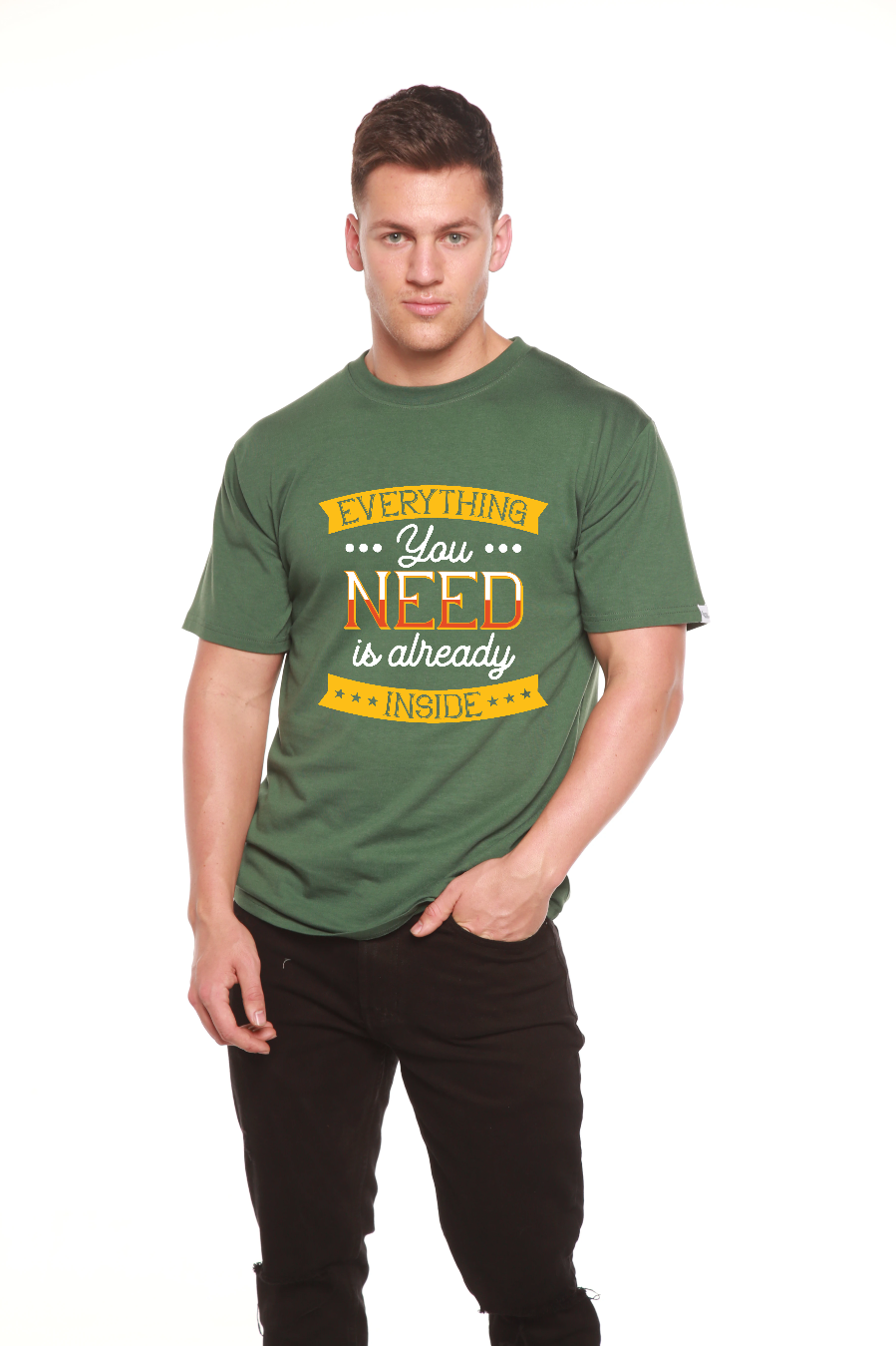 Todo lo que necesitas Camiseta gráfica de manga corta de bambú-viscosa/algodón orgánico para hombre