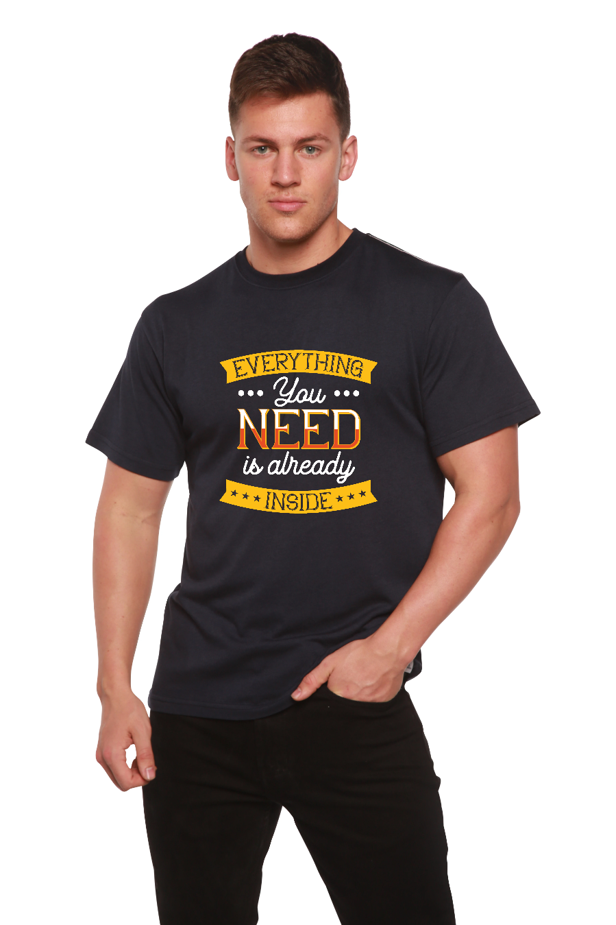 Todo lo que necesitas Camiseta gráfica de manga corta de bambú-viscosa/algodón orgánico para hombre