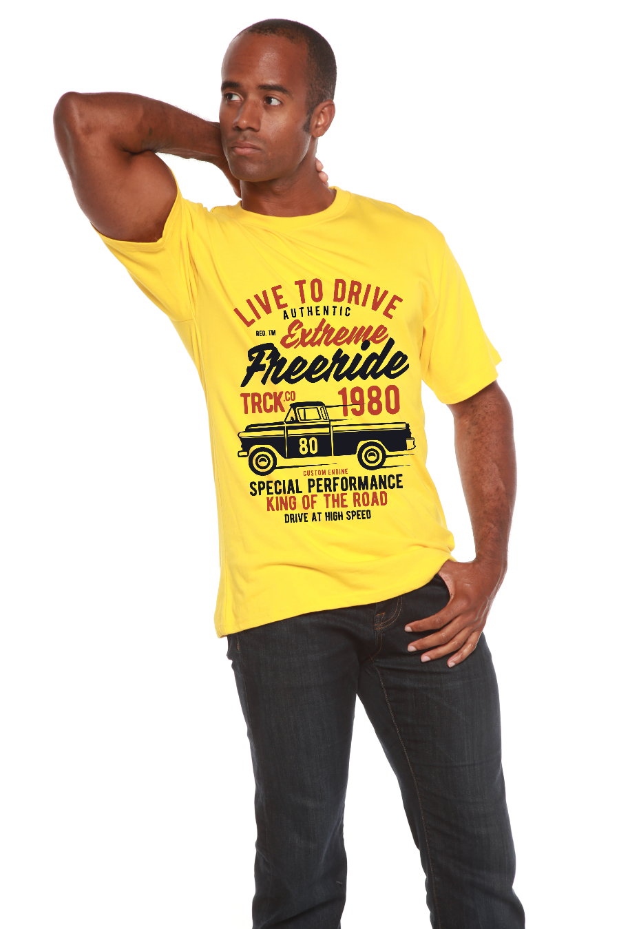 Camiseta gráfica de manga corta de viscosa de bambú/algodón orgánico para hombre Extreme Freeride