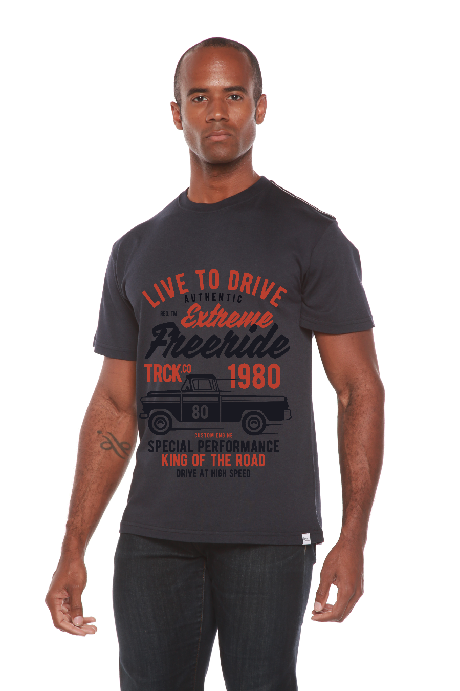 Camiseta gráfica de manga corta de viscosa de bambú/algodón orgánico para hombre Extreme Freeride