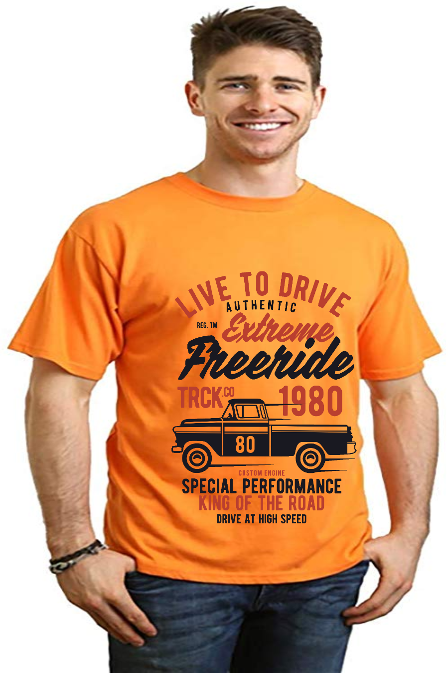Camiseta gráfica de manga corta de viscosa de bambú/algodón orgánico para hombre Extreme Freeride