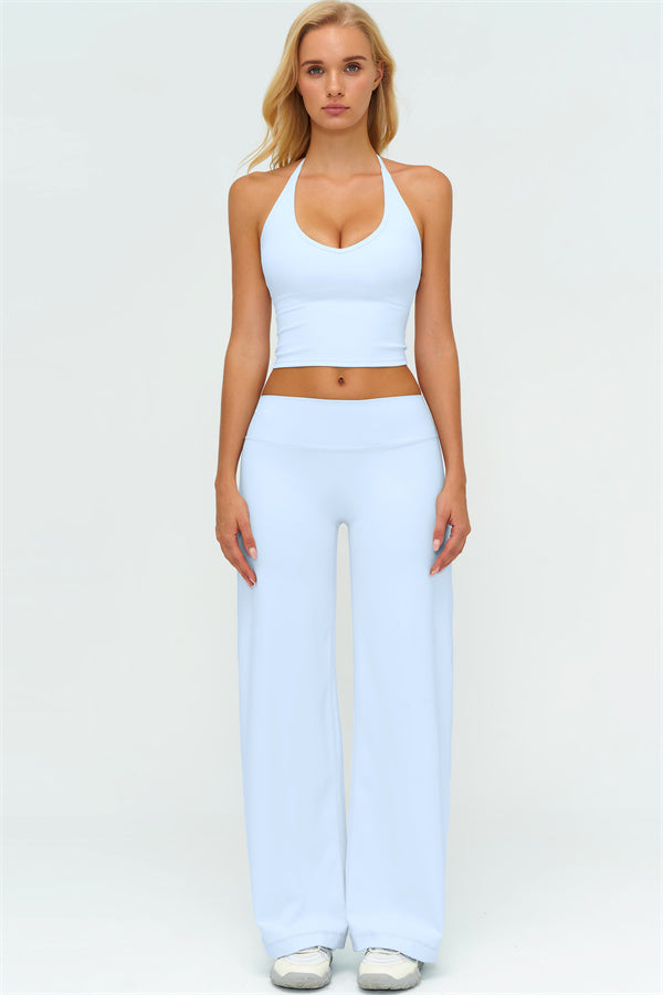 Top Halter Twirl y Pantalones Rectos de 2 Piezas