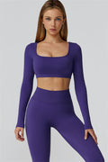 Conjunto de 2 piezas de leggings y top corto de manga larga Reign
