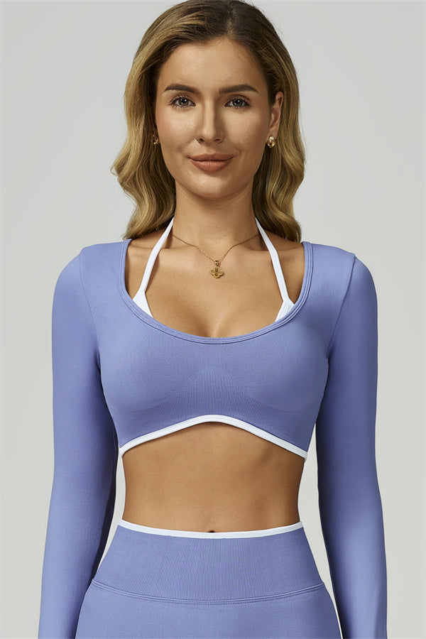 El conjunto de 2 piezas de crop top de manga larga y leggings Prime Line