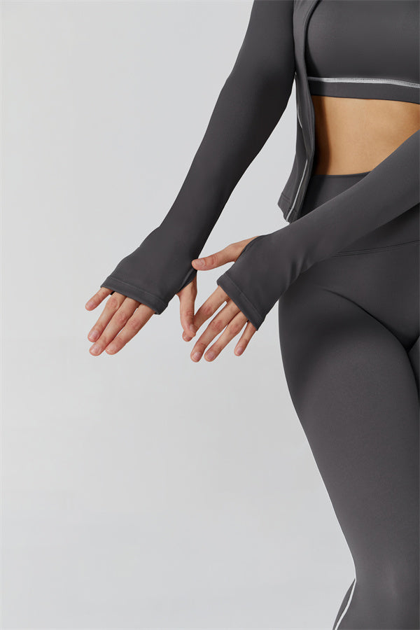 El conjunto de 3 piezas de leggings y sujetador deportivo con cremallera Venus