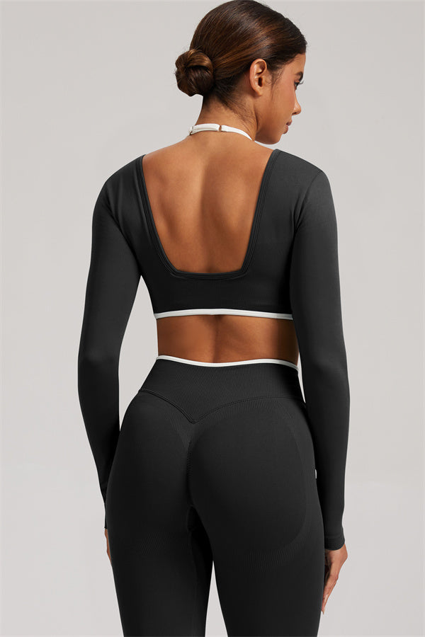 Conjunto de 2 piezas Elevate New: Top corto de manga larga y leggings