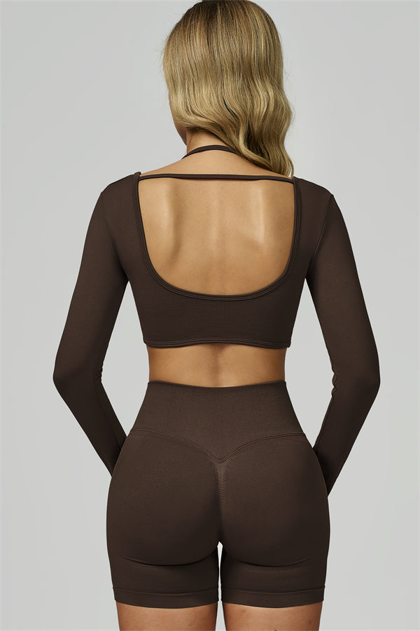 Conjunto de 2 piezas de top corto de manga larga y pantalones cortos Prime