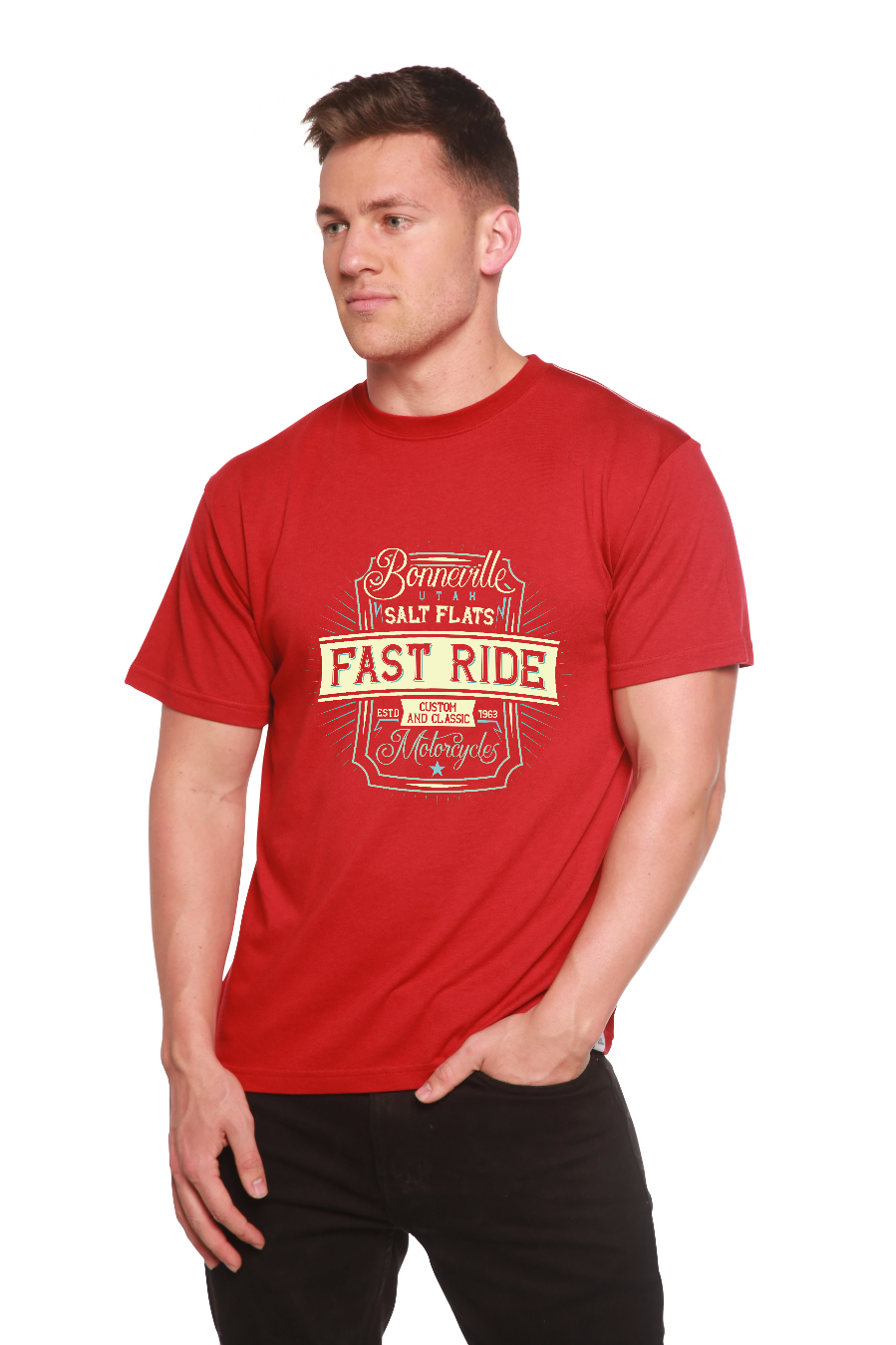 Camiseta Gráfica de Manga Corta para Hombre de Viscosa de Bambú/Algodón Orgánico Fast Ride