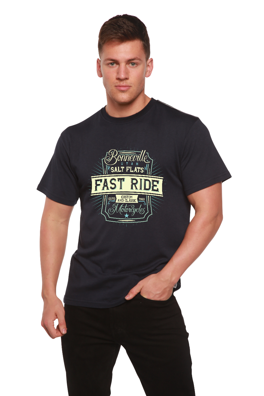 Camiseta Gráfica de Manga Corta para Hombre de Viscosa de Bambú/Algodón Orgánico Fast Ride