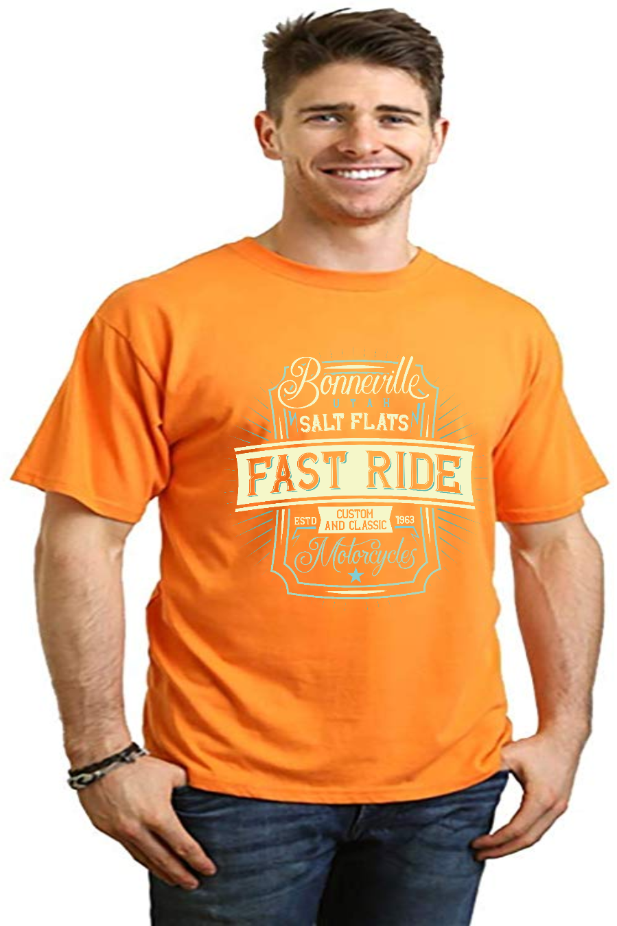 Camiseta Gráfica de Manga Corta para Hombre de Viscosa de Bambú/Algodón Orgánico Fast Ride