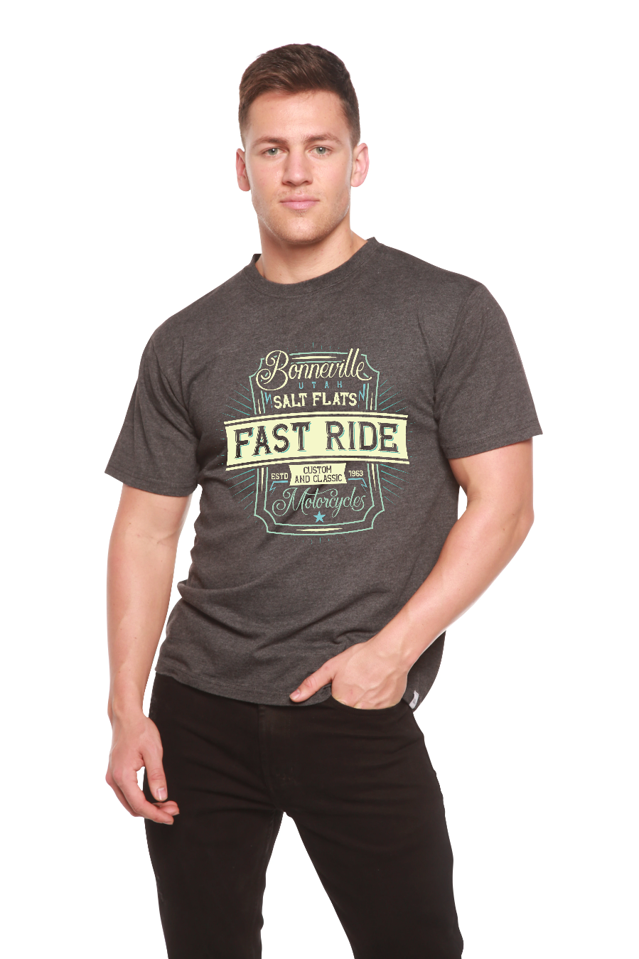 Camiseta Gráfica de Manga Corta para Hombre de Viscosa de Bambú/Algodón Orgánico Fast Ride