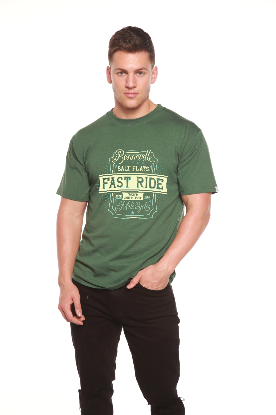 Camiseta Gráfica de Manga Corta para Hombre de Viscosa de Bambú/Algodón Orgánico Fast Ride