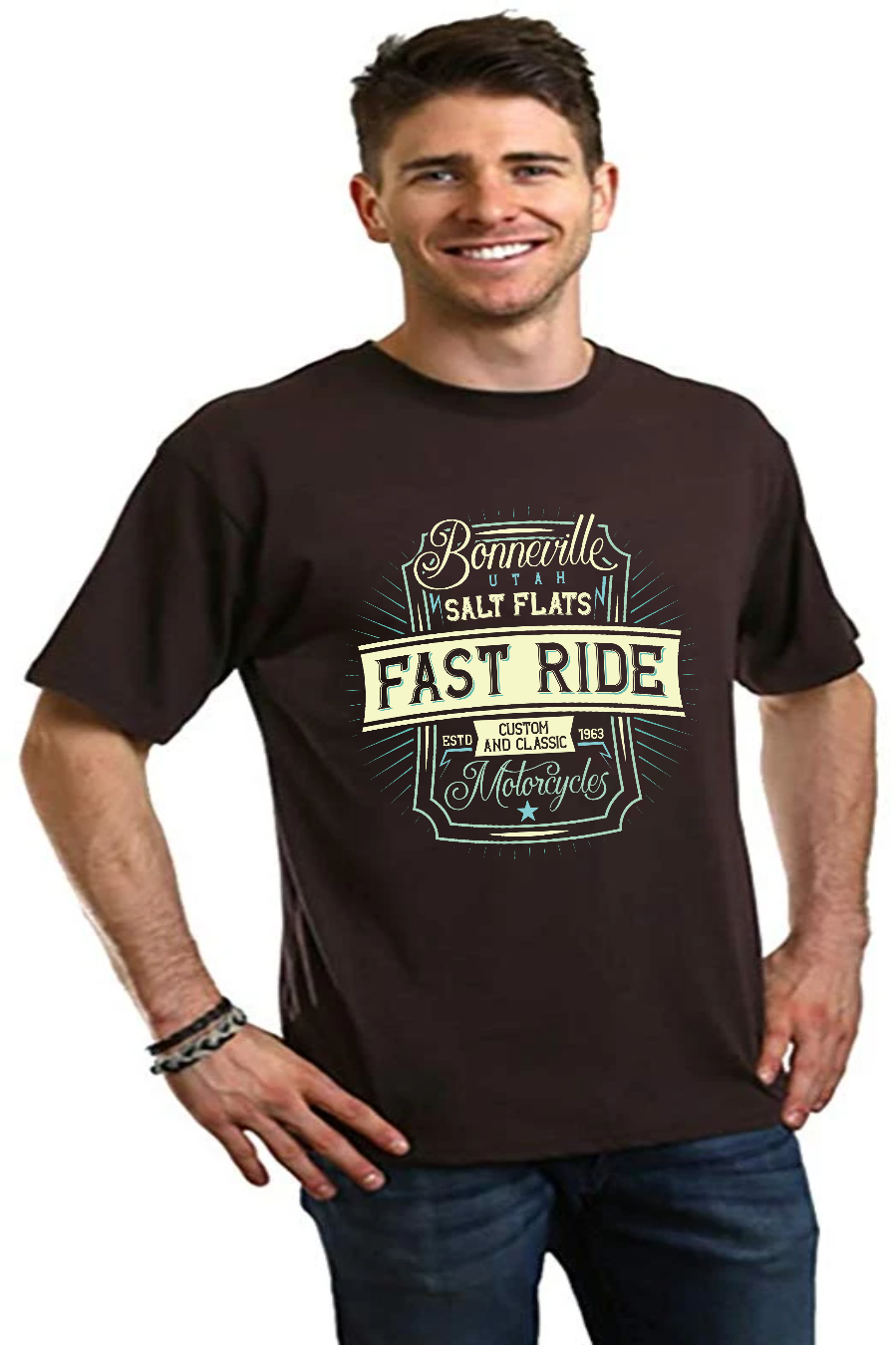 Camiseta Gráfica de Manga Corta para Hombre de Viscosa de Bambú/Algodón Orgánico Fast Ride