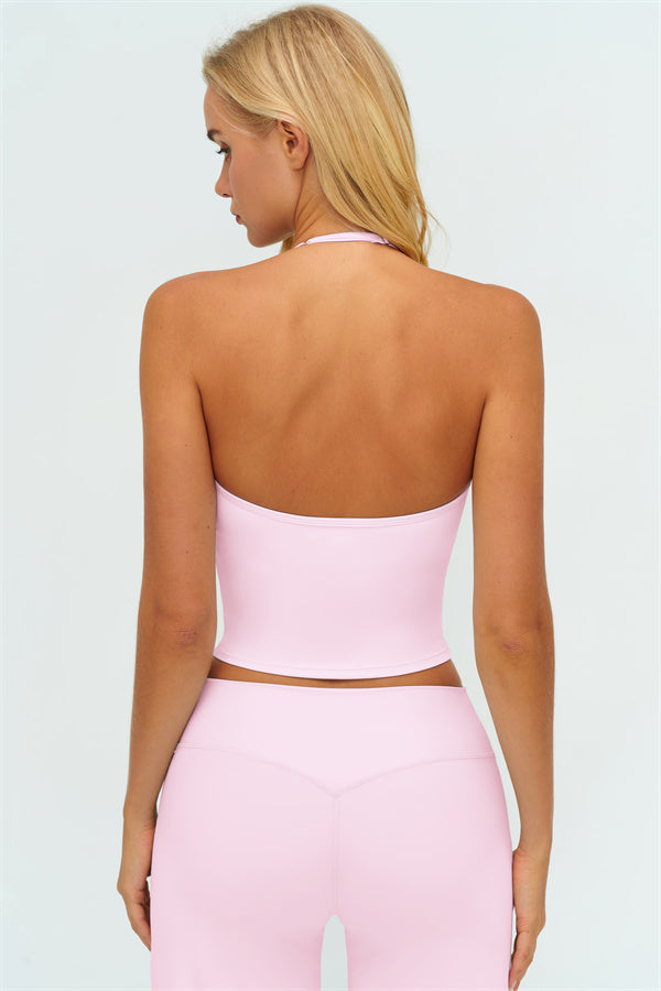 Top Halter Twirl y Pantalones Rectos de 2 Piezas