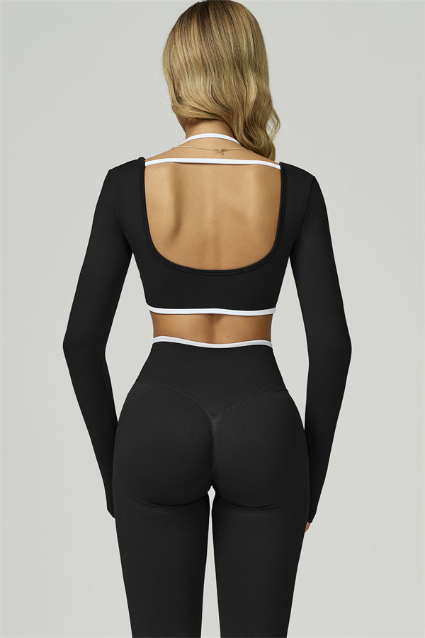 El conjunto de 2 piezas de crop top de manga larga y leggings Prime Line