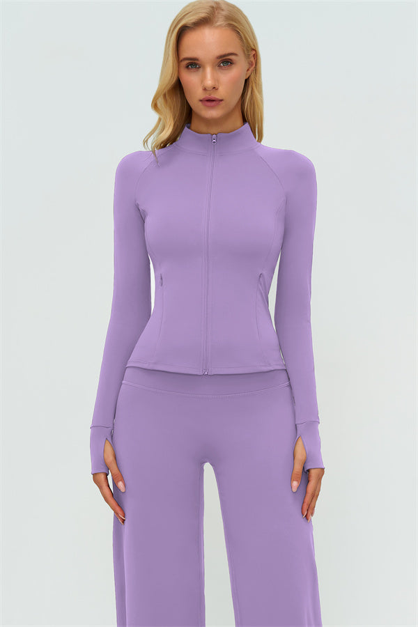 Conjunto de dos piezas de chaqueta Twirl con cremallera y pantalón de pierna recta