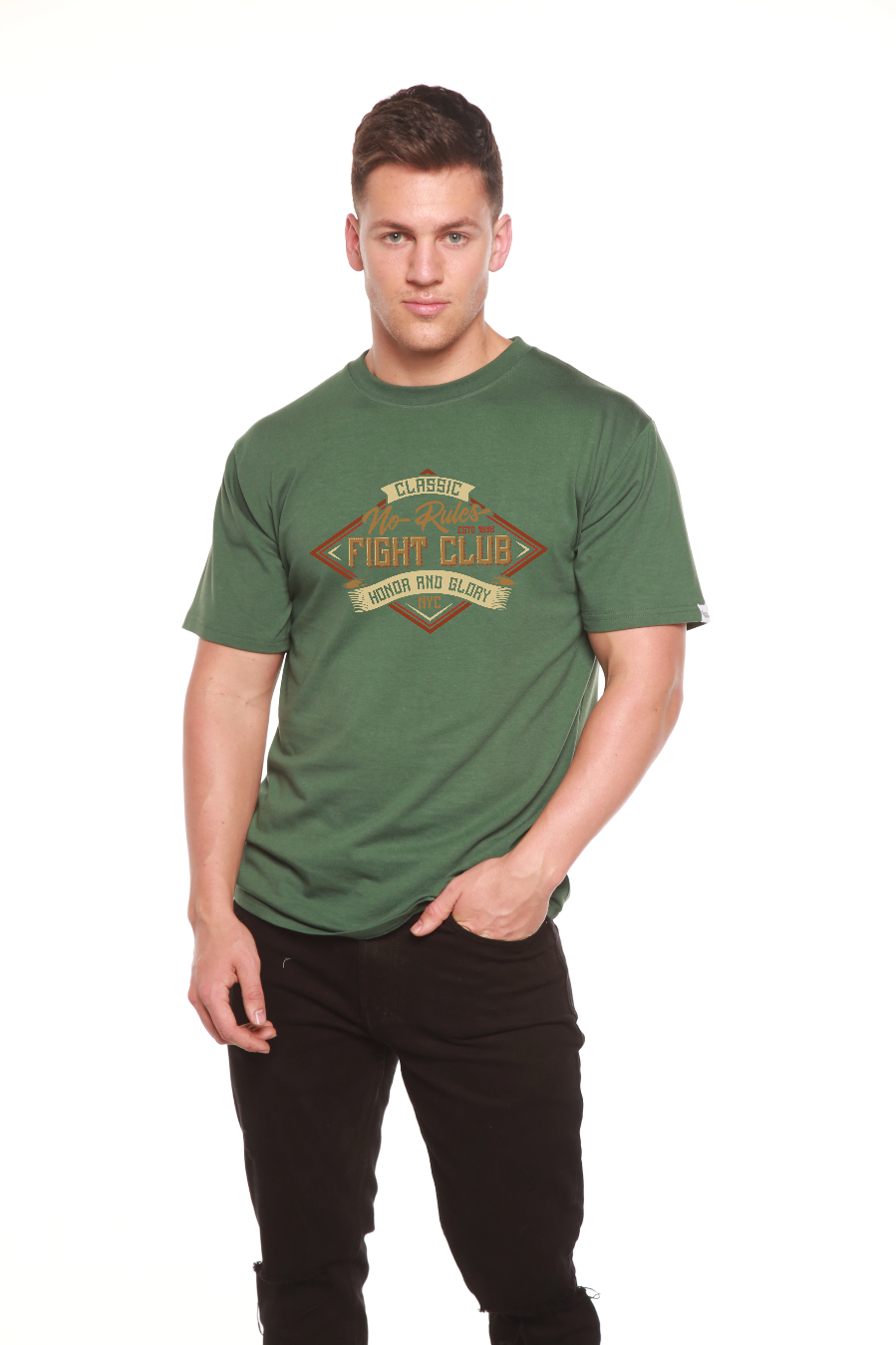 Camiseta gráfica de manga corta de bambú/viscosa de algodón orgánico para hombre de Fight Club