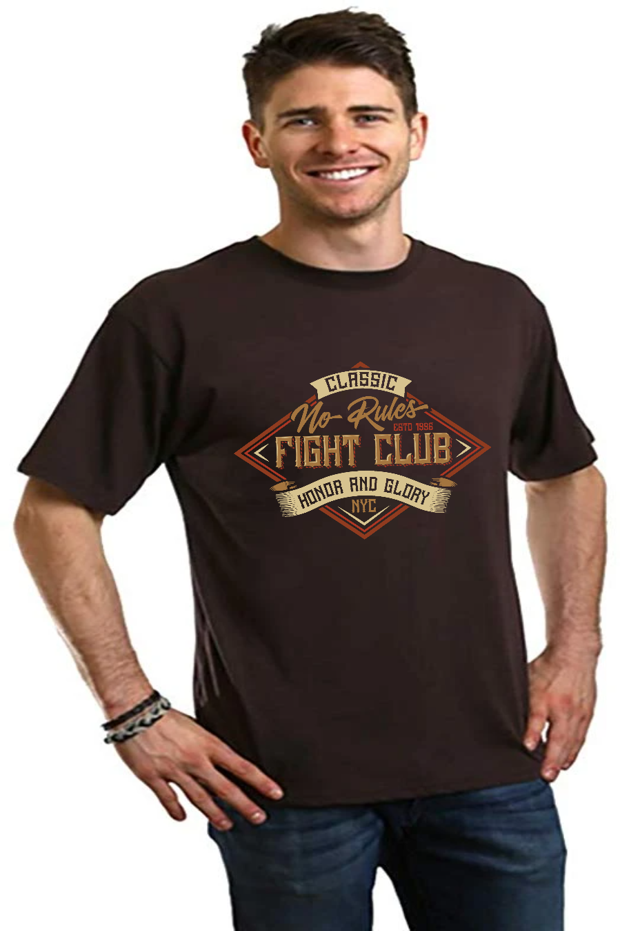Camiseta gráfica de manga corta de bambú/viscosa de algodón orgánico para hombre de Fight Club