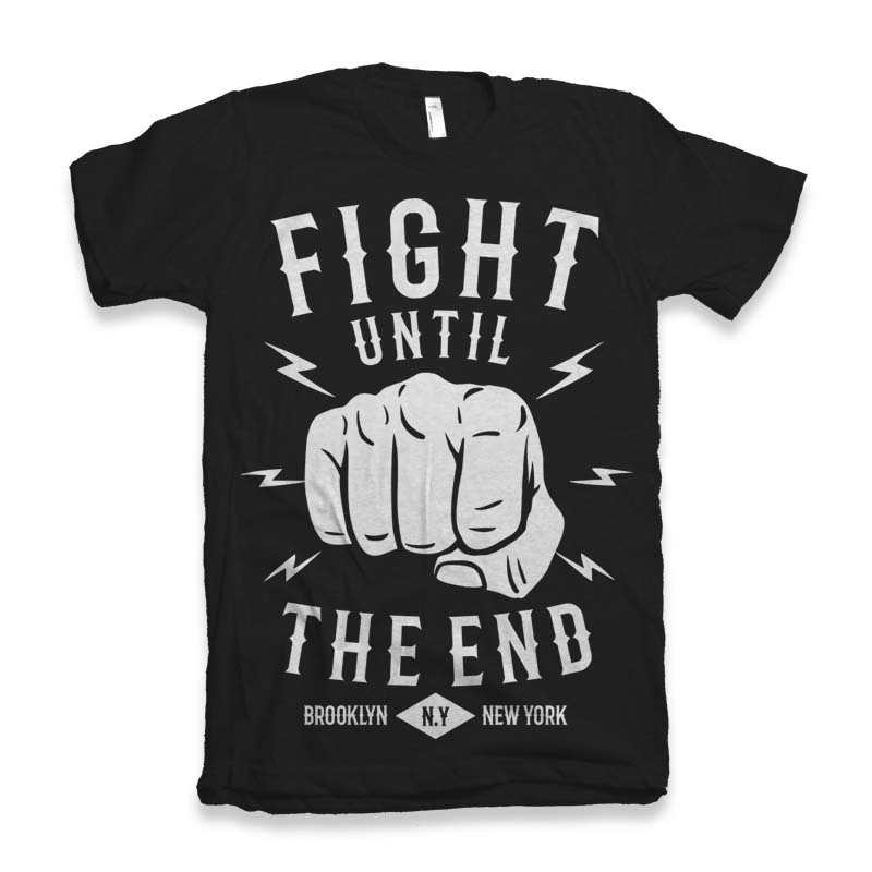 Camiseta gráfica de manga corta de bambú/algodón orgánico "Fight Until" para hombre