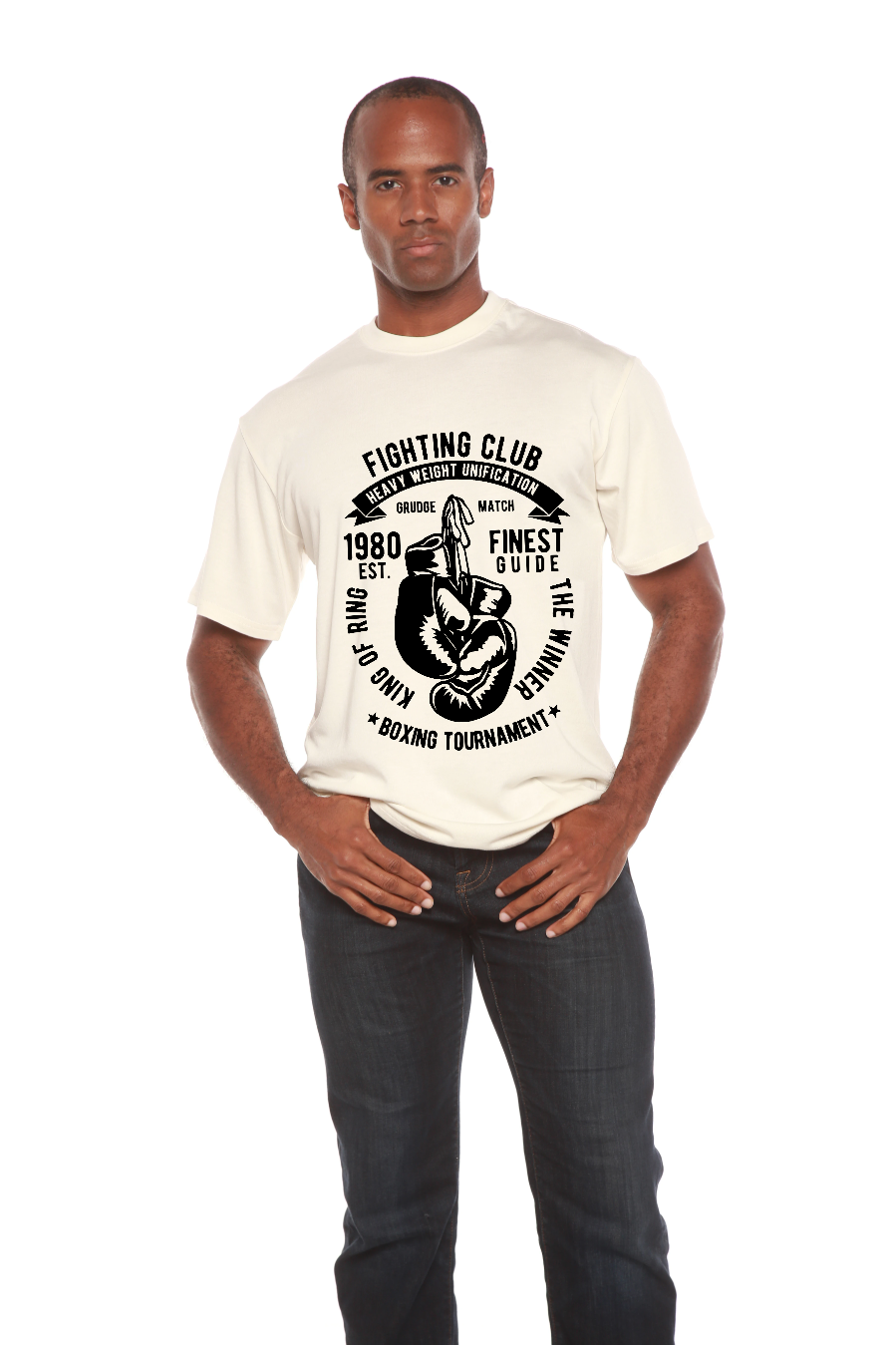 Camiseta gráfica de manga corta de bambú/algodón orgánico Fighting Club para hombre