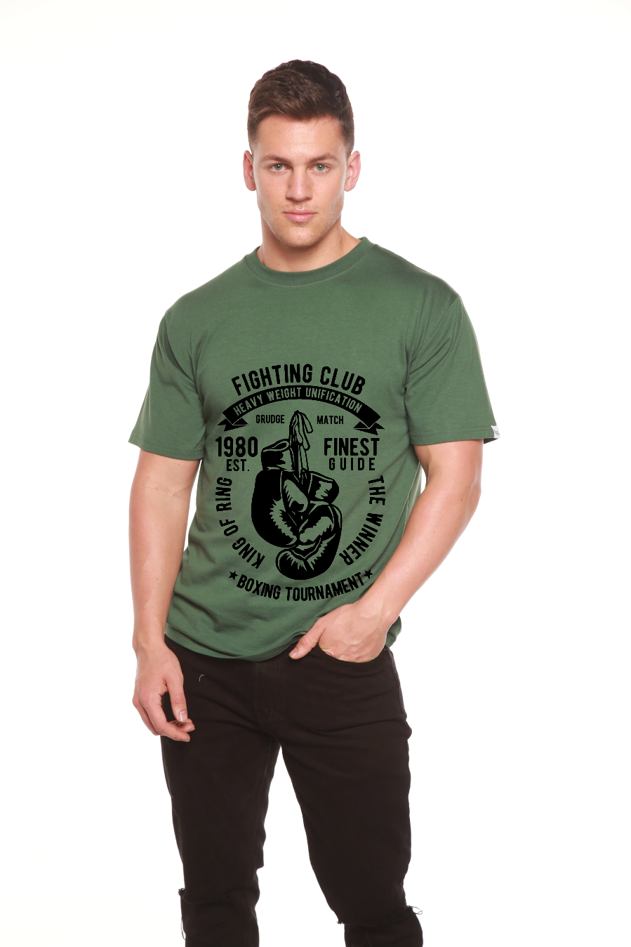 Camiseta gráfica de manga corta de bambú/algodón orgánico Fighting Club para hombre