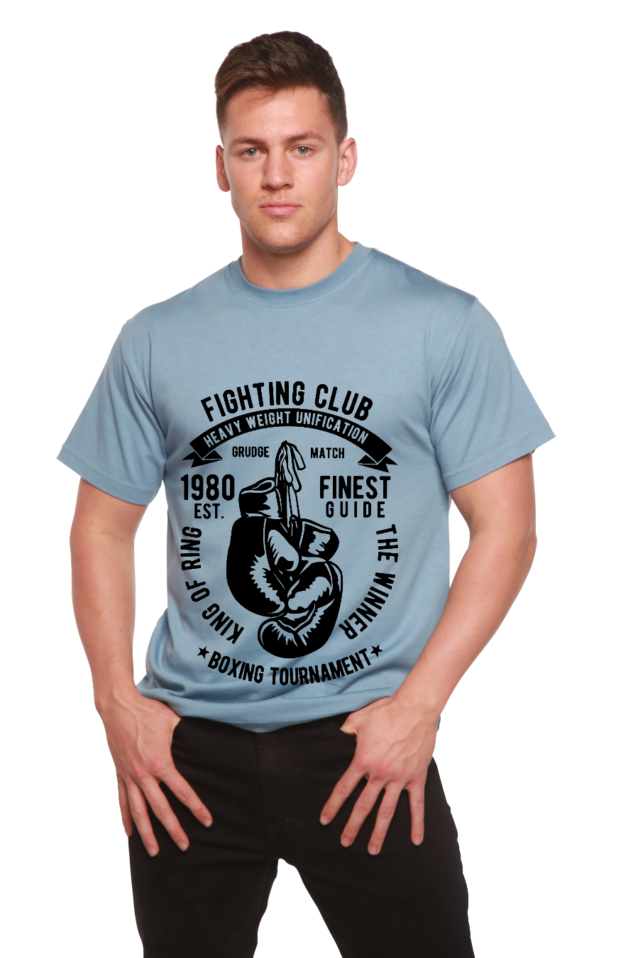 Camiseta gráfica de manga corta de bambú/algodón orgánico Fighting Club para hombre