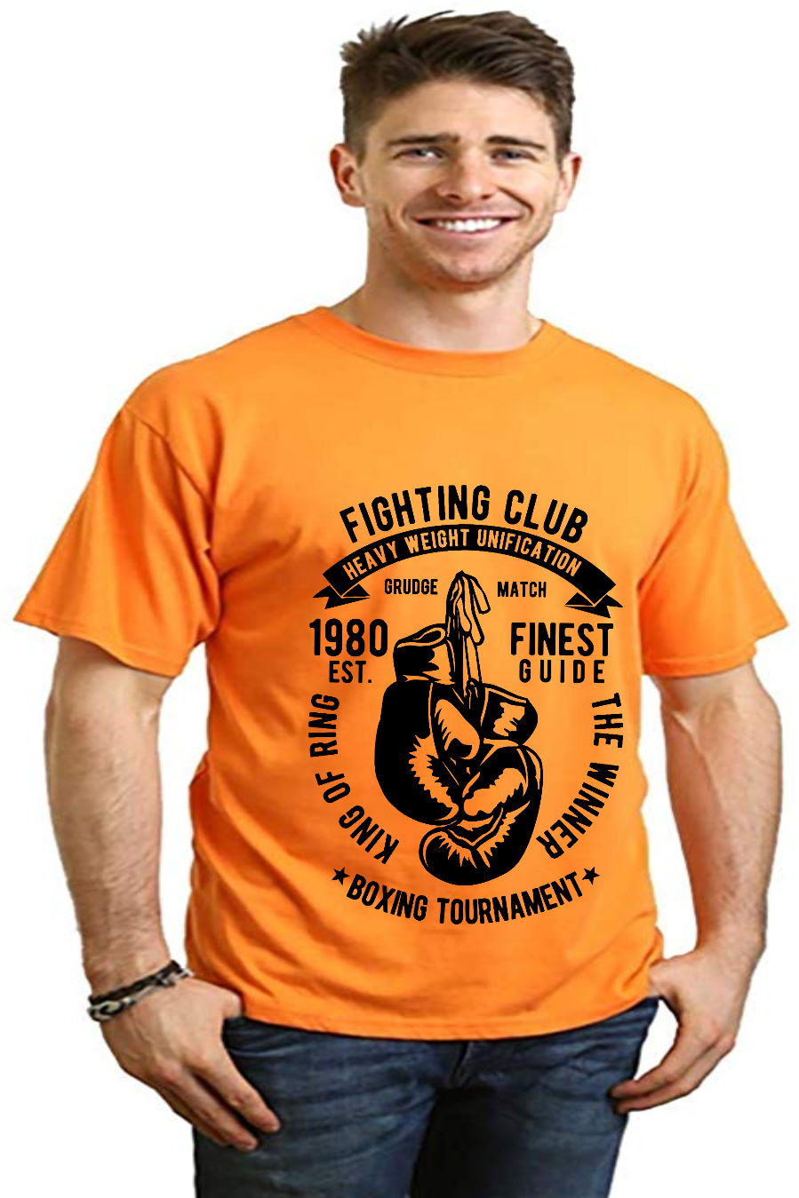 Camiseta gráfica de manga corta de bambú/algodón orgánico Fighting Club para hombre