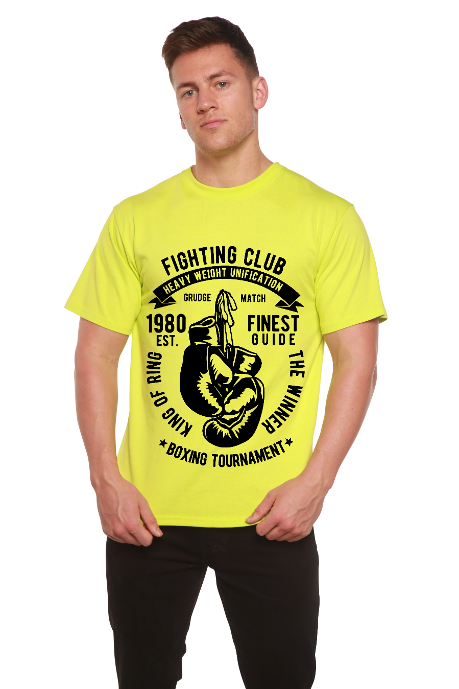Camiseta gráfica de manga corta de bambú/algodón orgánico Fighting Club para hombre