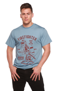 Camiseta gráfica de manga corta de viscosa de bambú/algodón orgánico de Departamento de Bomberos para hombre