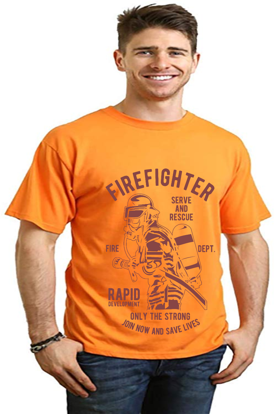 Camiseta gráfica de manga corta de viscosa de bambú/algodón orgánico de Departamento de Bomberos para hombre