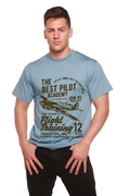 Camiseta gráfica de manga corta de bambú/algodón orgánico para hombre "Flight Training"