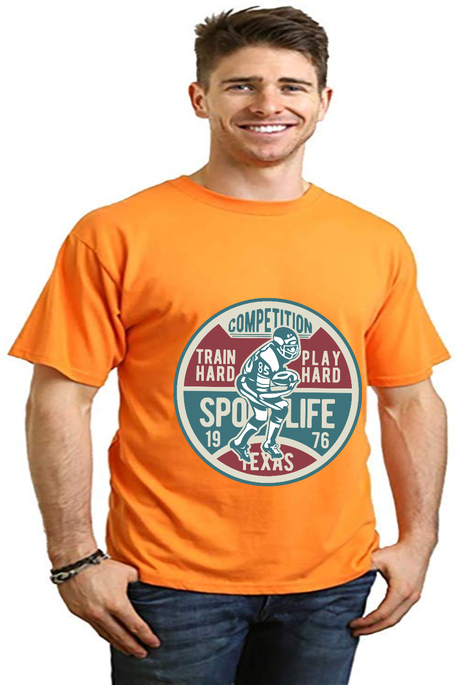 Camiseta gráfica de manga corta de viscosa de bambú/algodón orgánico para hombre del concurso de fútbol