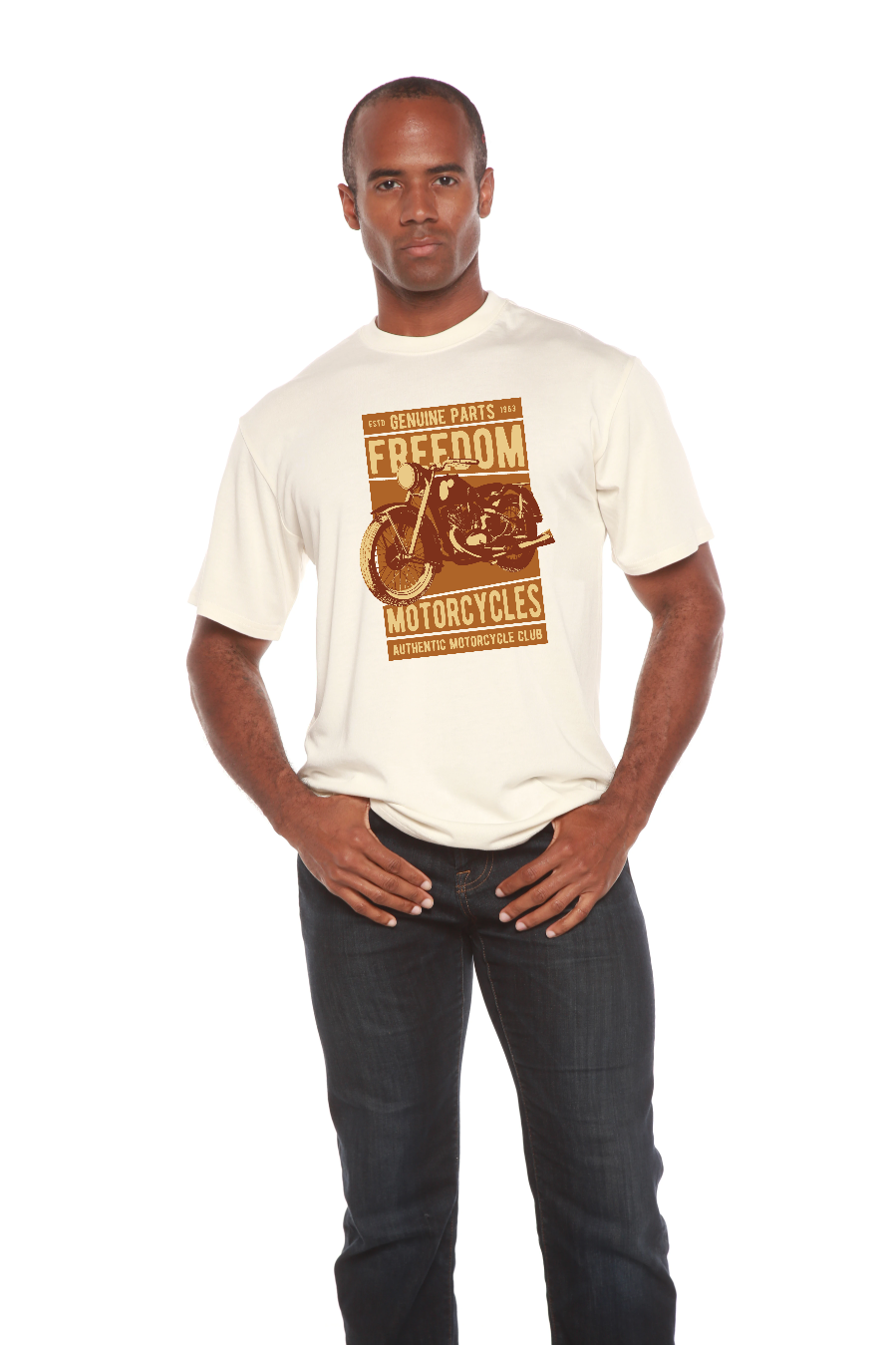 Camiseta gráfica de manga corta de bambú/algodón orgánico para hombre Freedom Motorcycles