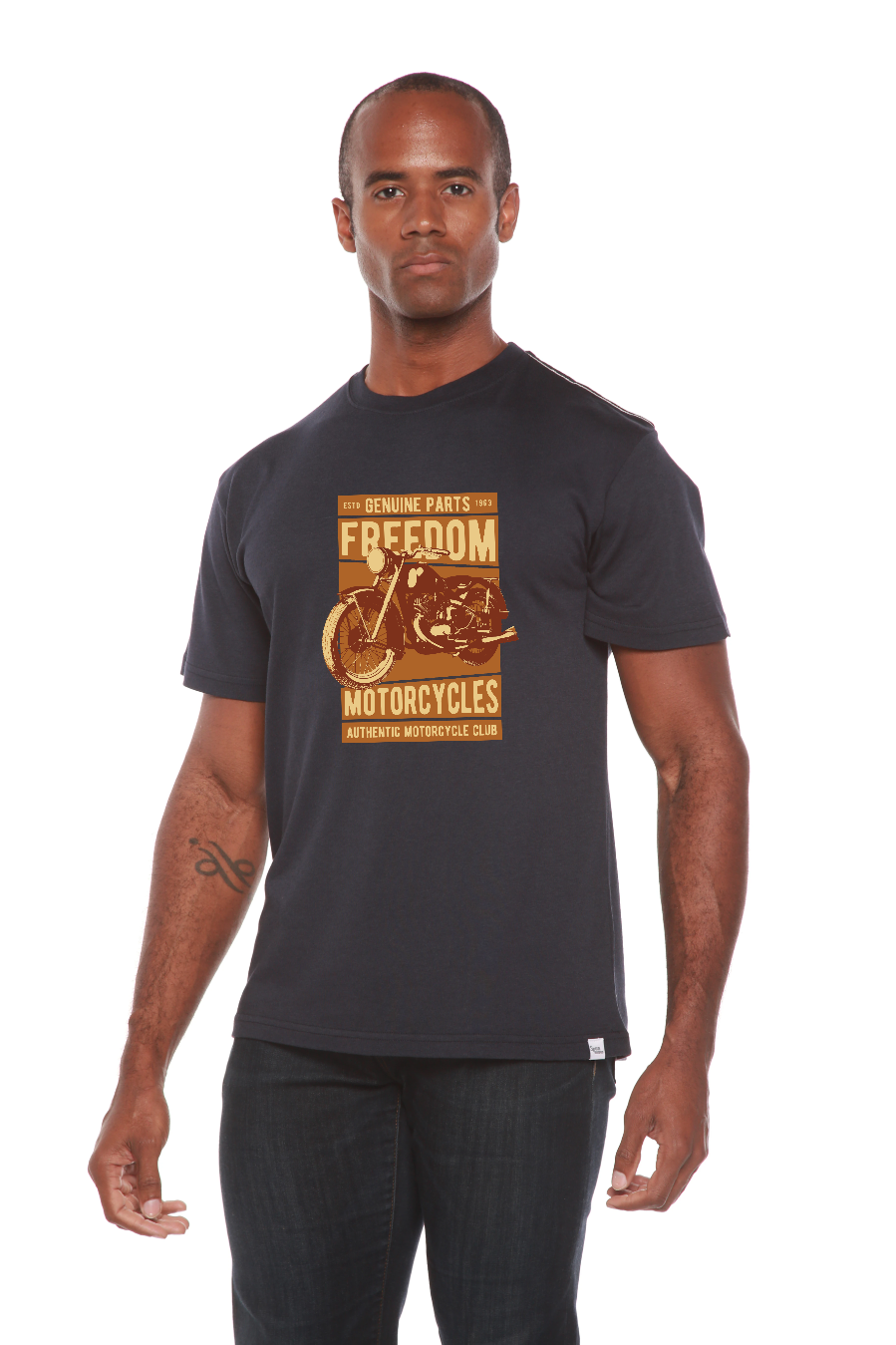Camiseta gráfica de manga corta de bambú/algodón orgánico para hombre Freedom Motorcycles