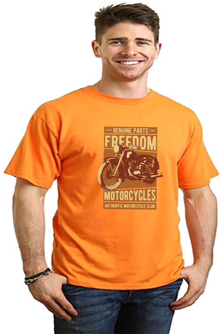 Camiseta gráfica de manga corta de bambú/algodón orgánico para hombre Freedom Motorcycles