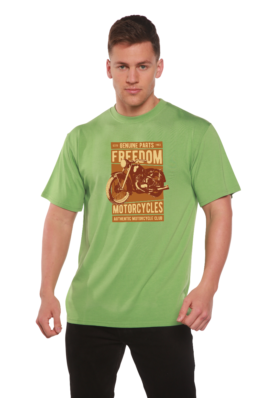 Camiseta gráfica de manga corta de bambú/algodón orgánico para hombre Freedom Motorcycles