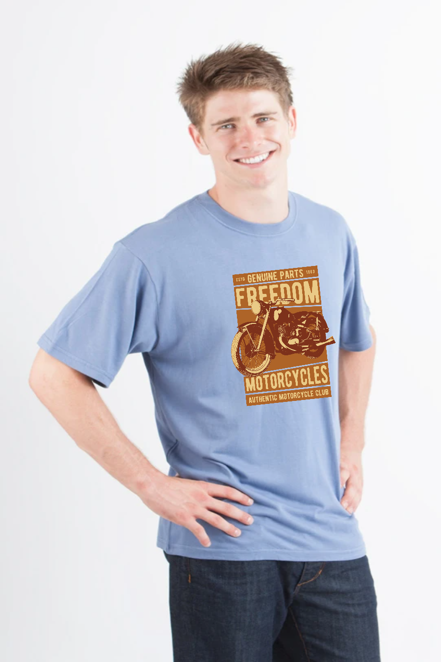 Camiseta gráfica de manga corta de bambú/algodón orgánico para hombre Freedom Motorcycles