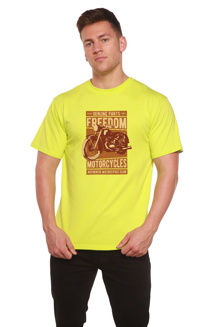 Camiseta gráfica de manga corta de bambú/algodón orgánico para hombre Freedom Motorcycles