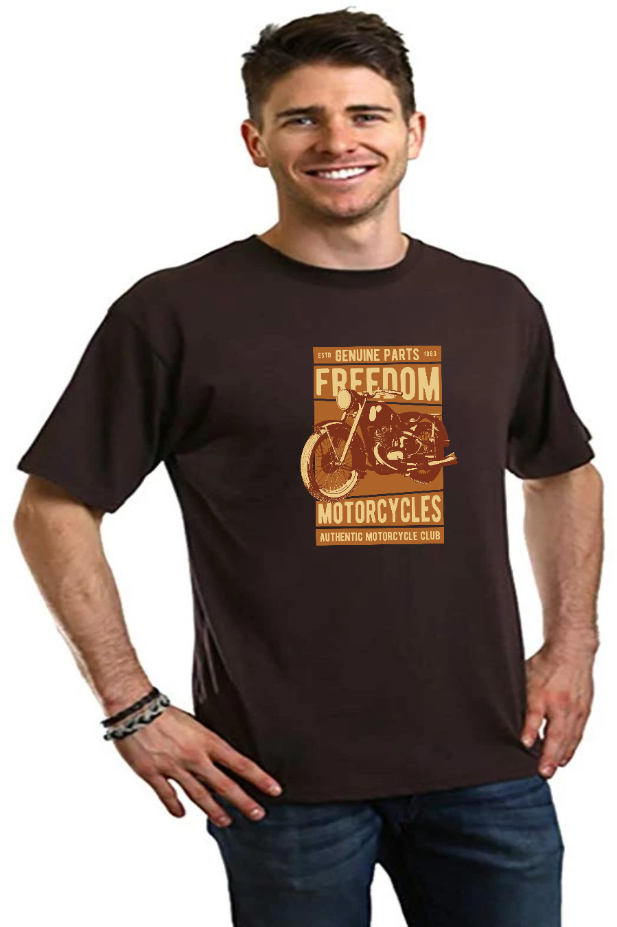Camiseta gráfica de manga corta de bambú/algodón orgánico para hombre Freedom Motorcycles