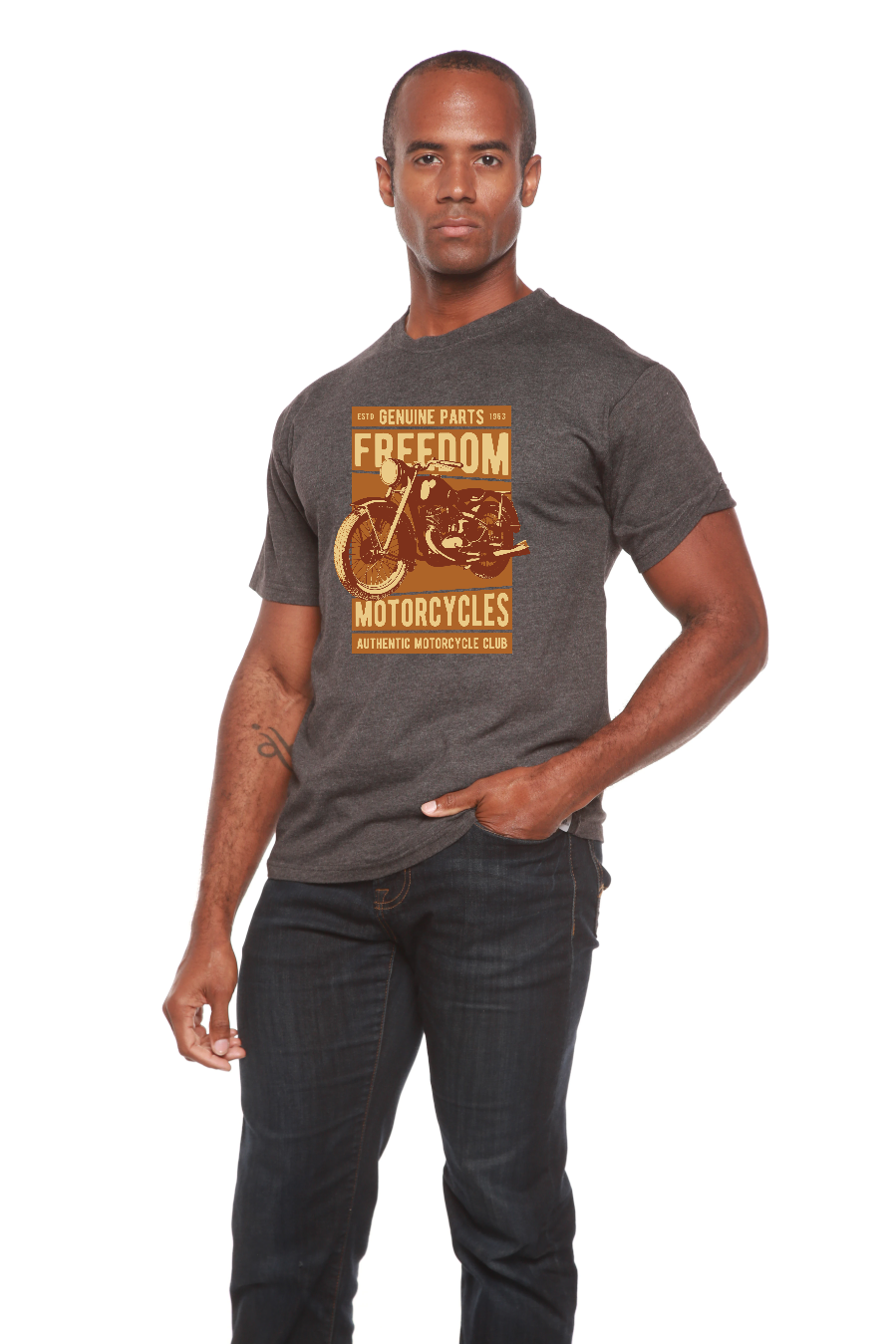 Camiseta gráfica de manga corta de bambú/algodón orgánico para hombre Freedom Motorcycles
