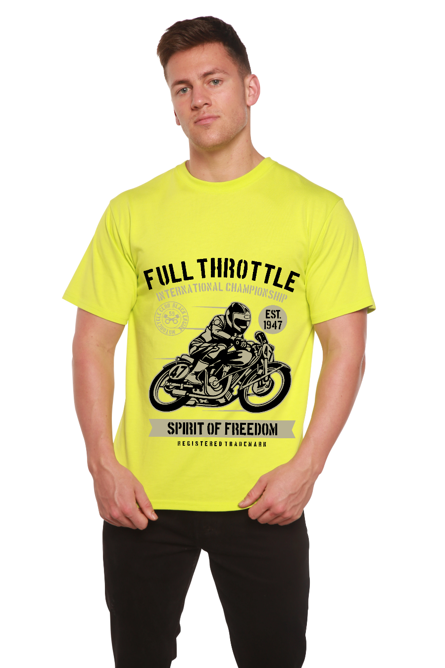 Camiseta gráfica de manga corta para hombre Fuul Throttle de viscosa de bambú y algodón orgánico