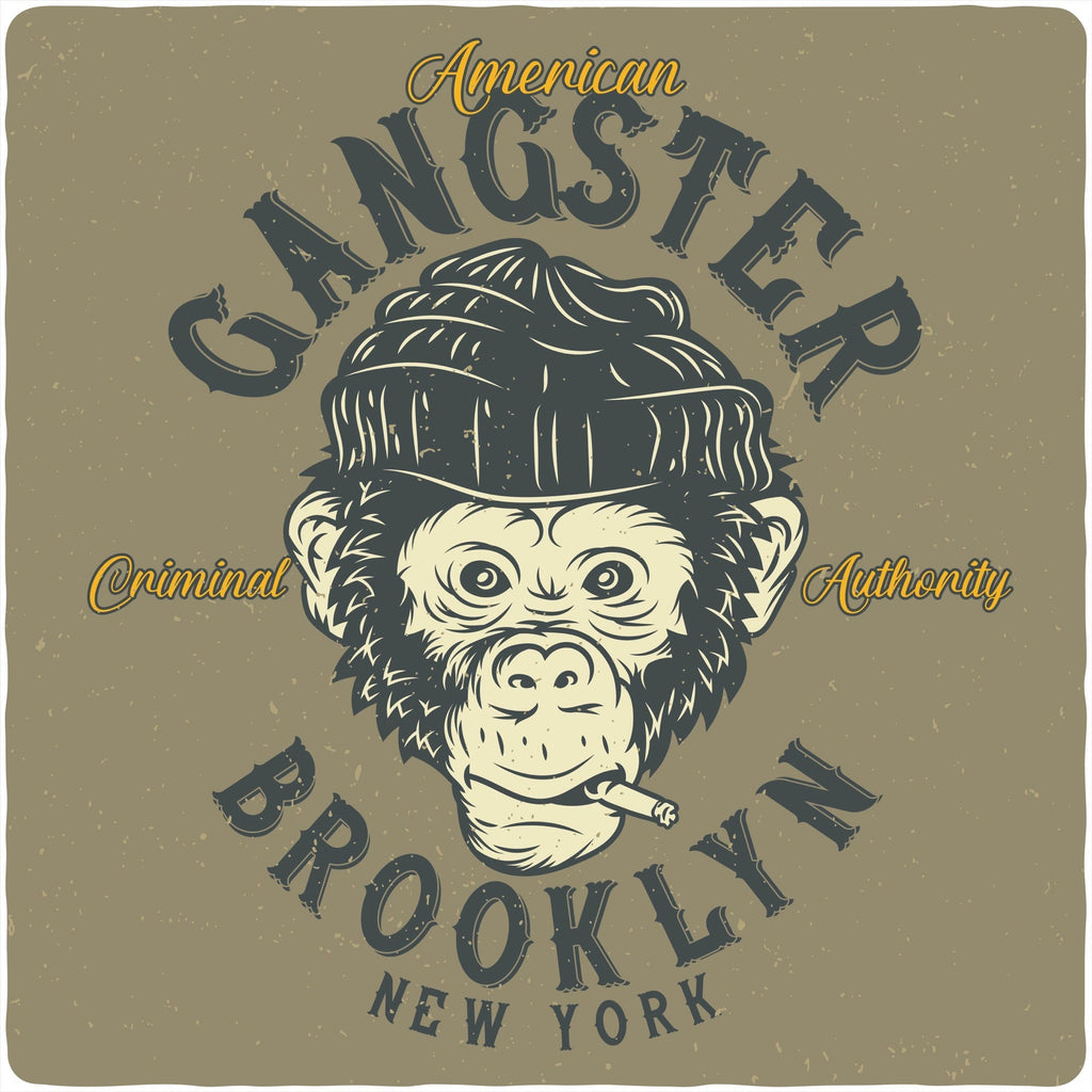 Camiseta de manga corta con estampado gráfico de viscosa de bambú y algodón orgánico para hombre "Gangster Brooklyn"