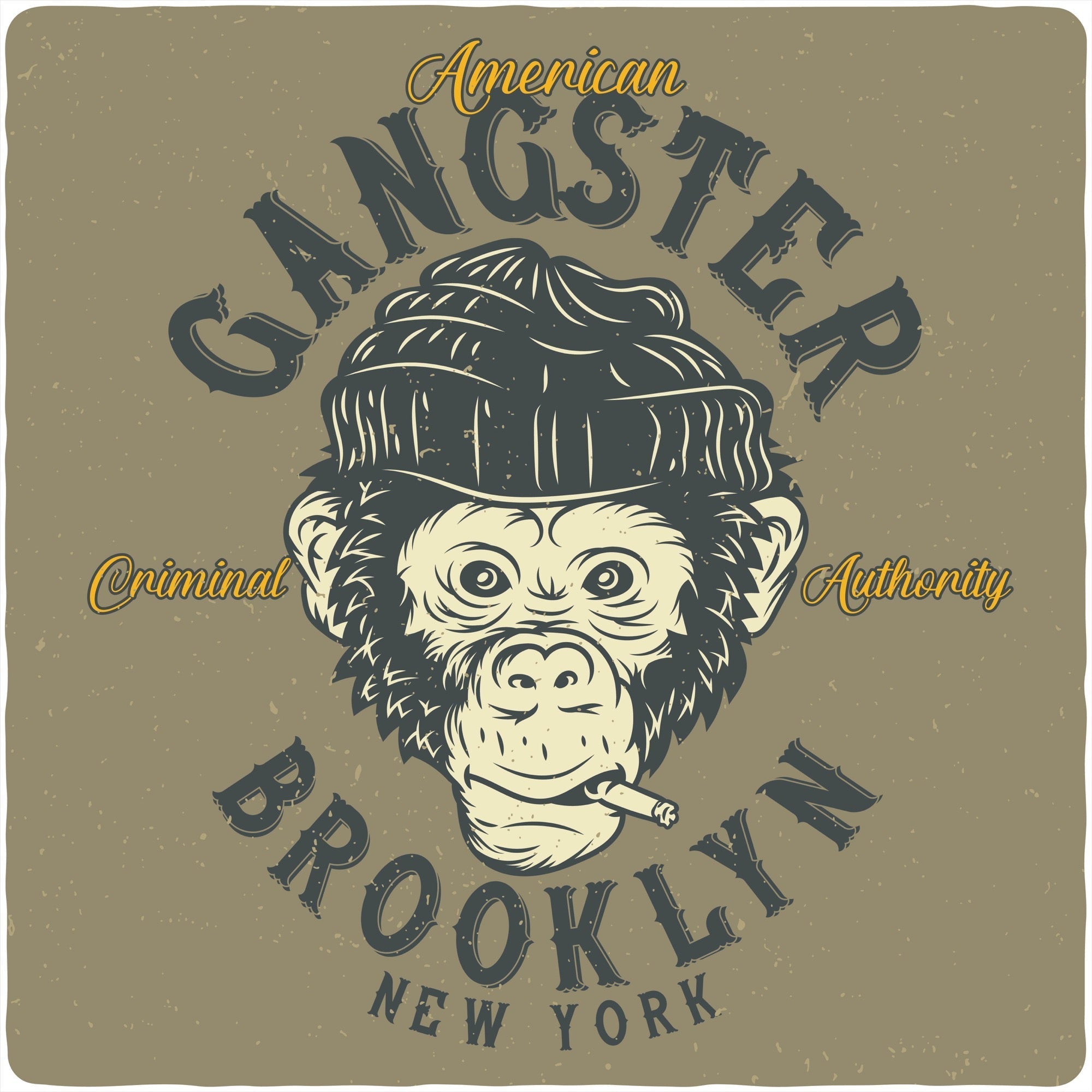 Camiseta de manga corta con estampado gráfico de viscosa de bambú y algodón orgánico para hombre "Gangster Brooklyn"