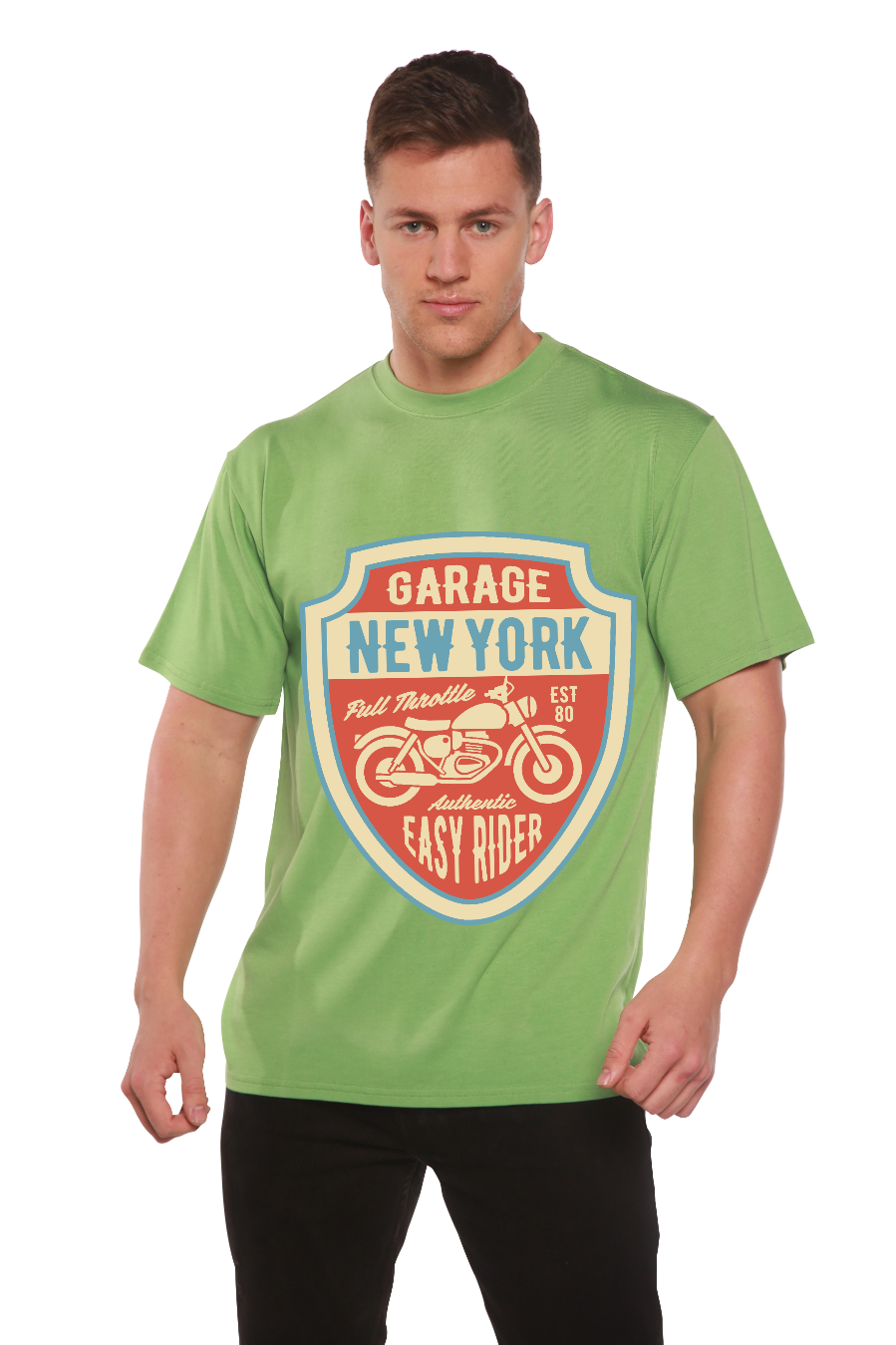 Garage New York - Camiseta gráfica de manga corta de bambú/algodón orgánico para hombre