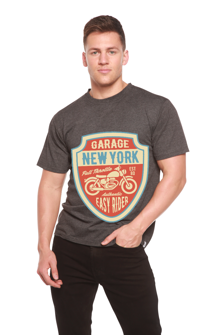 Garage New York - Camiseta gráfica de manga corta de bambú/algodón orgánico para hombre