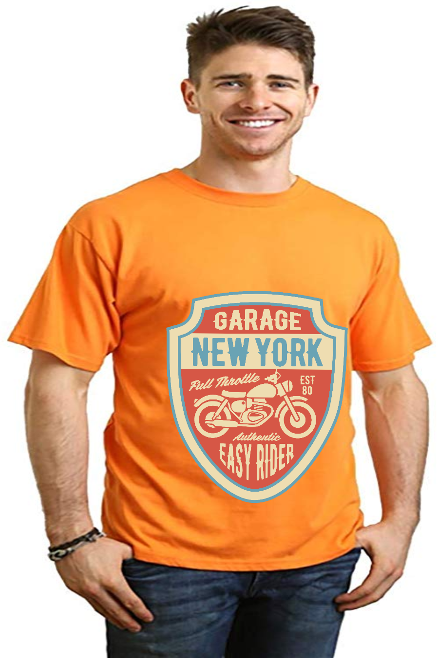 Garage New York - Camiseta gráfica de manga corta de bambú/algodón orgánico para hombre