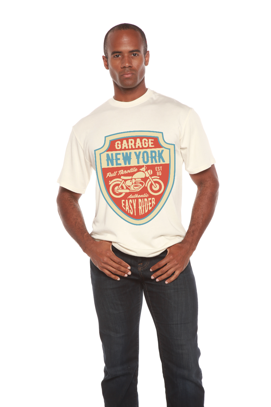 Garage New York - Camiseta gráfica de manga corta de bambú/algodón orgánico para hombre